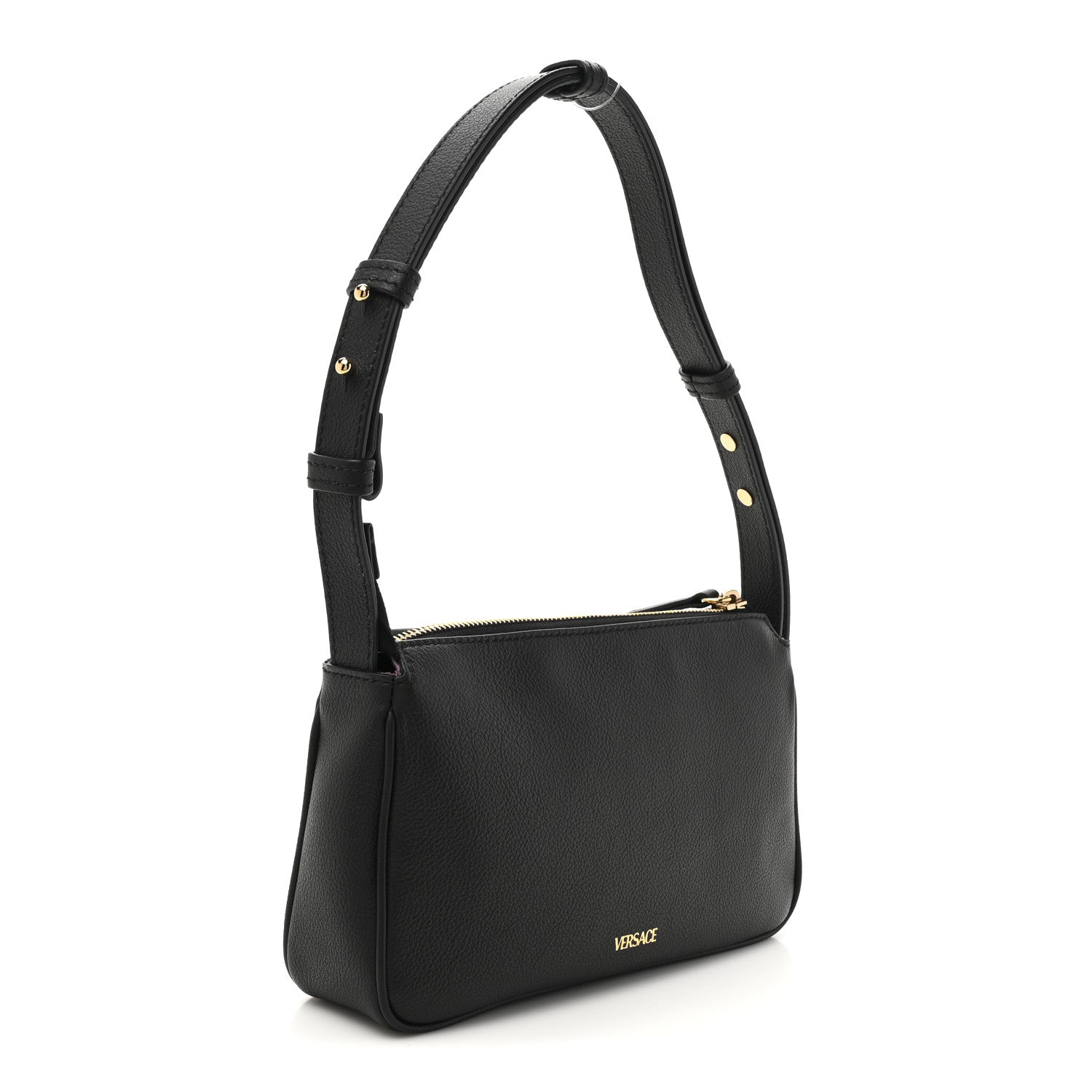 Versace Grained Calfskin Medusa Shoulder Bag Black 3 of 9