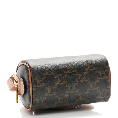 Celine Triomphe Canvas Calfskin Mini Boston Bag Tan 4 of 10
