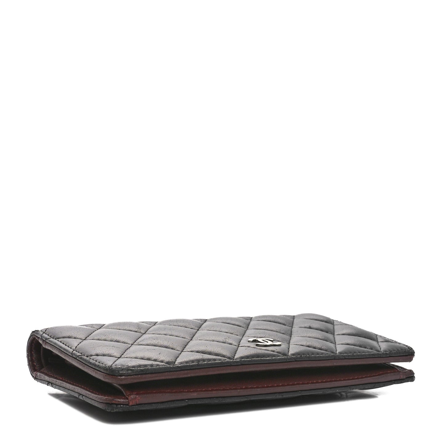 Lambskin Quilted Yen Wallet Black
