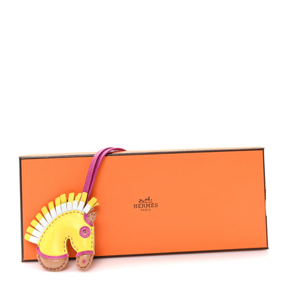 Hermes Milo Lambskin Geegee Camail Bag Charm Lime Chai Rose Pourpre 4 of 4