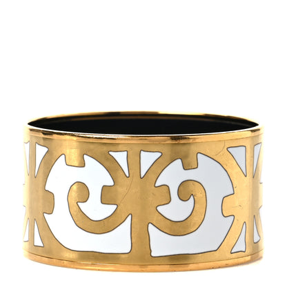 Hermes Enamel Printed Extra Wide Balcons du Guadalquivir Bracelet 65 Gold 1 of 5