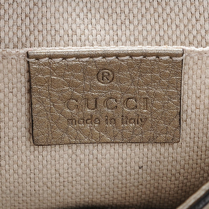 Gucci Metallic Pebbled Calfskin Small Soho Flap Crossbody Golden Beige 5 of 6
