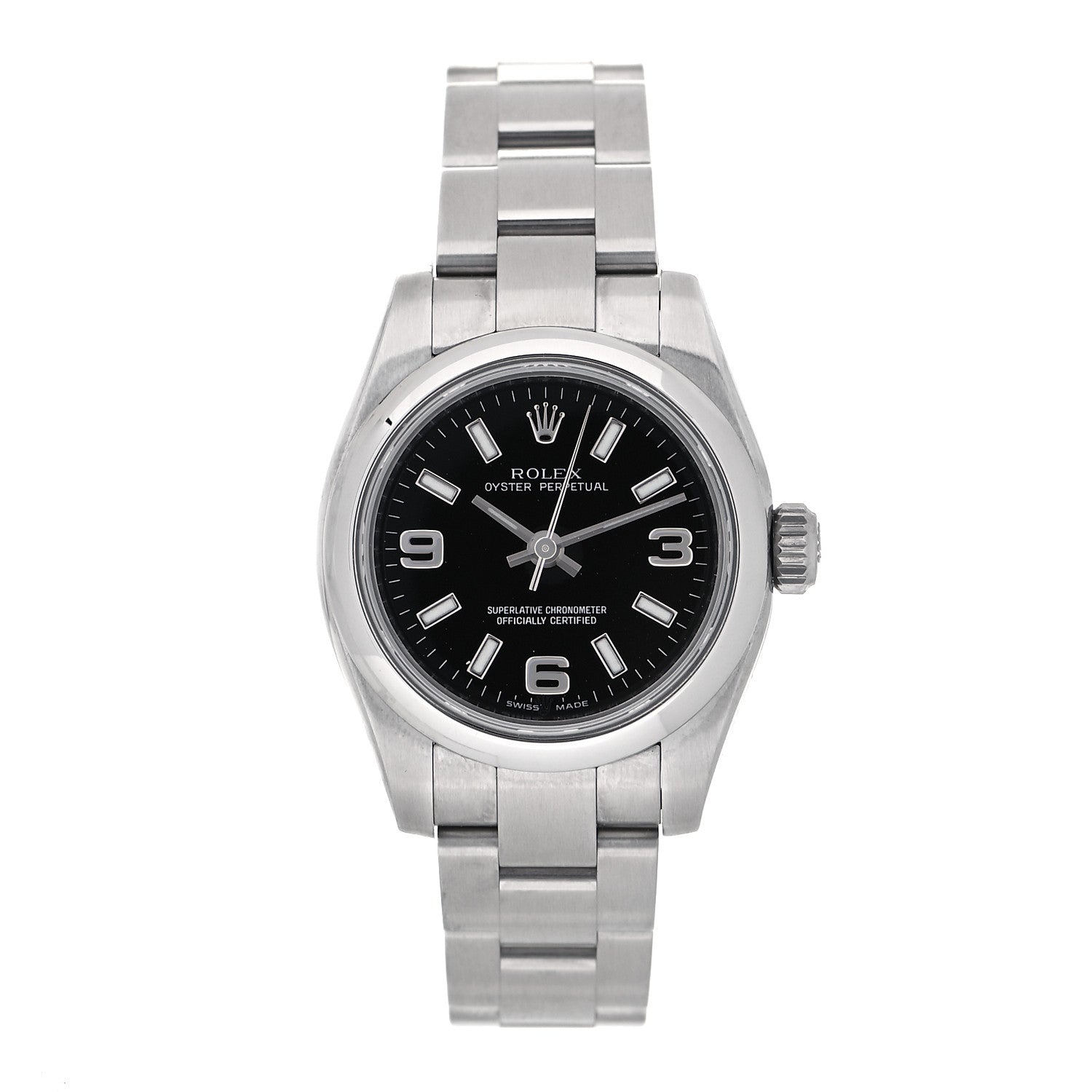 Rolex Stainless Steel 26mm Oyster Perpetual Watch Black 176200 1 of 5