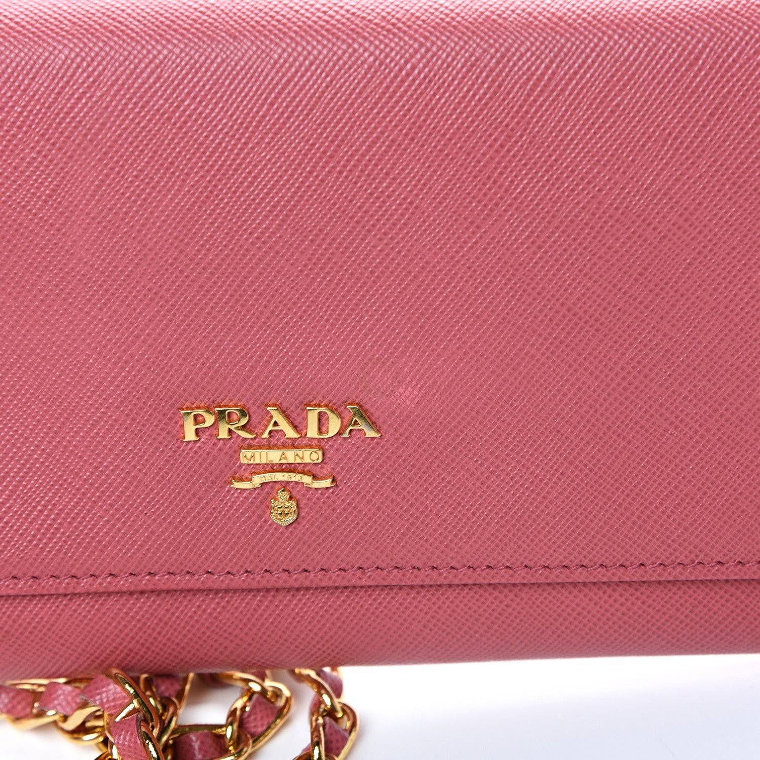 Prada Saffiano Metal Oro Chain Wallet Peonia 13 of 14