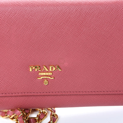 Prada Saffiano Metal Oro Chain Wallet Peonia 13 of 14