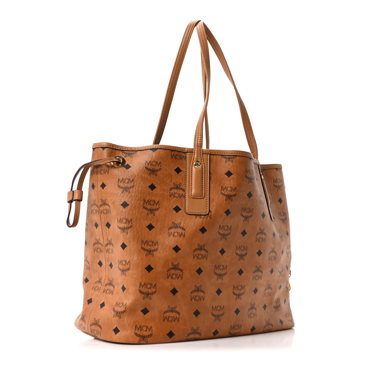 MCM Visetos Medium Liz Reversible Shopper Tote Cognac 1845210