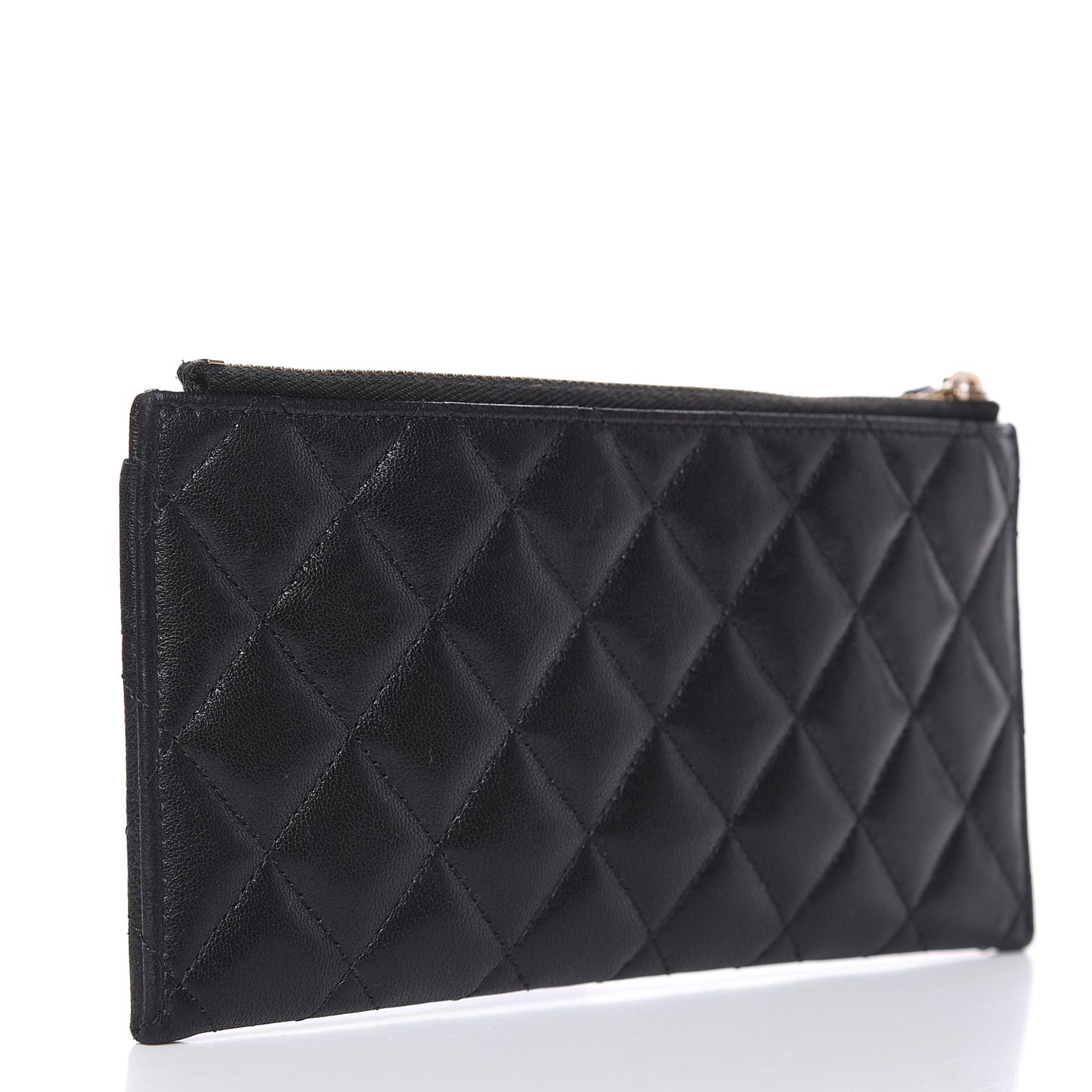 Sheepskin Quilted Mademoiselle Vintage Zip Pouch Black
