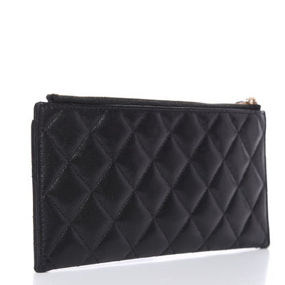 Chanel Sheepskin Quilted Mademoiselle Vintage Zip Pouch Black 3 of 10