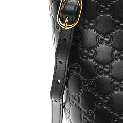 Gucci Guccissima Small Zippered Bucket Tote Black 11 of 11