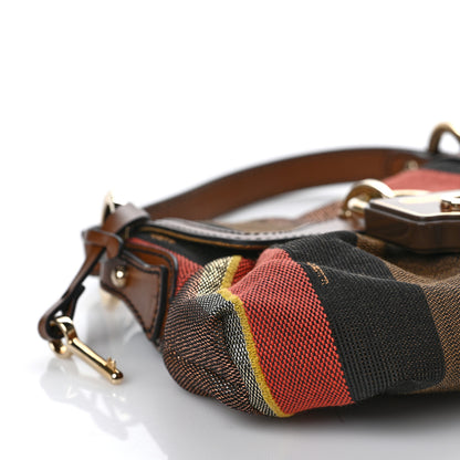 Fendi Canvas Striped Mini Chef Lock Bag Brown Multicolor 6 of 9