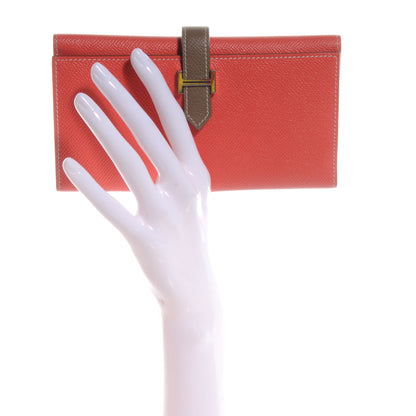 Hermes Epsom Bi Color Tri-Fold Bearn Wallet Etoupe Rose Jaipur 2 of 8
