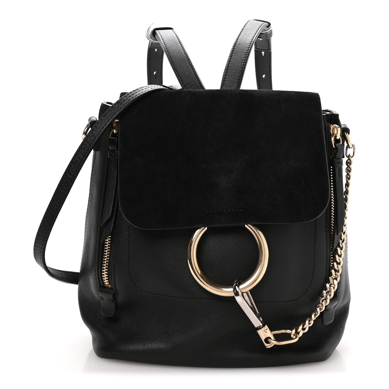 Chloe Suede Calfskin Small Faye Backpack Black 1 of 10