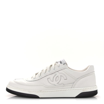 Chanel Calfskin CC Womens Sneakers 38 White Black 1 of 13