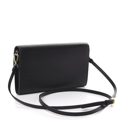 Prada Saffiano Wallet With Shoulder Strap Black 3 of 11