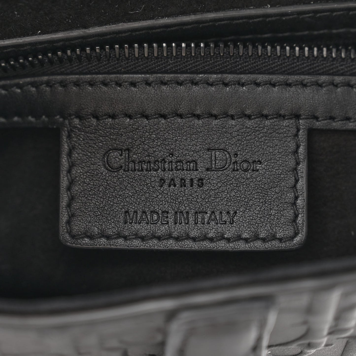 Calfskin Embossed Oblique Saddle Bag Black