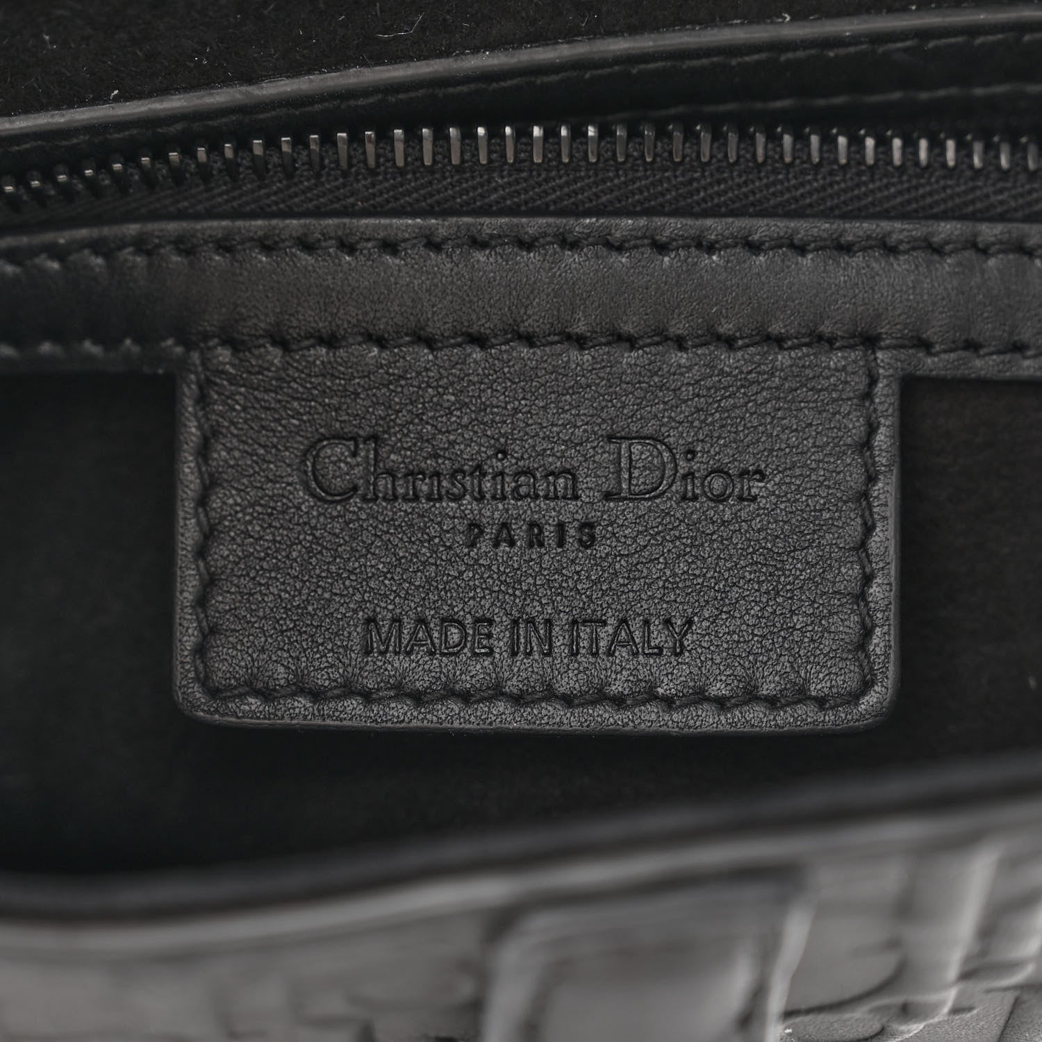 Christian Dior Calfskin Embossed Oblique Saddle Bag Black 6 of 10