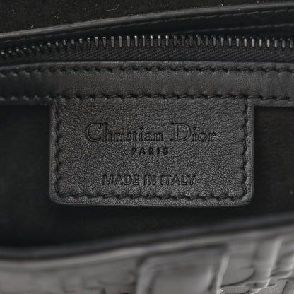 Christian Dior Calfskin Embossed Oblique Saddle Bag Black 6 of 10