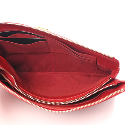 Chanel Lambskin Quilted Small Zipped Boy Pouch Red 6 of 14
