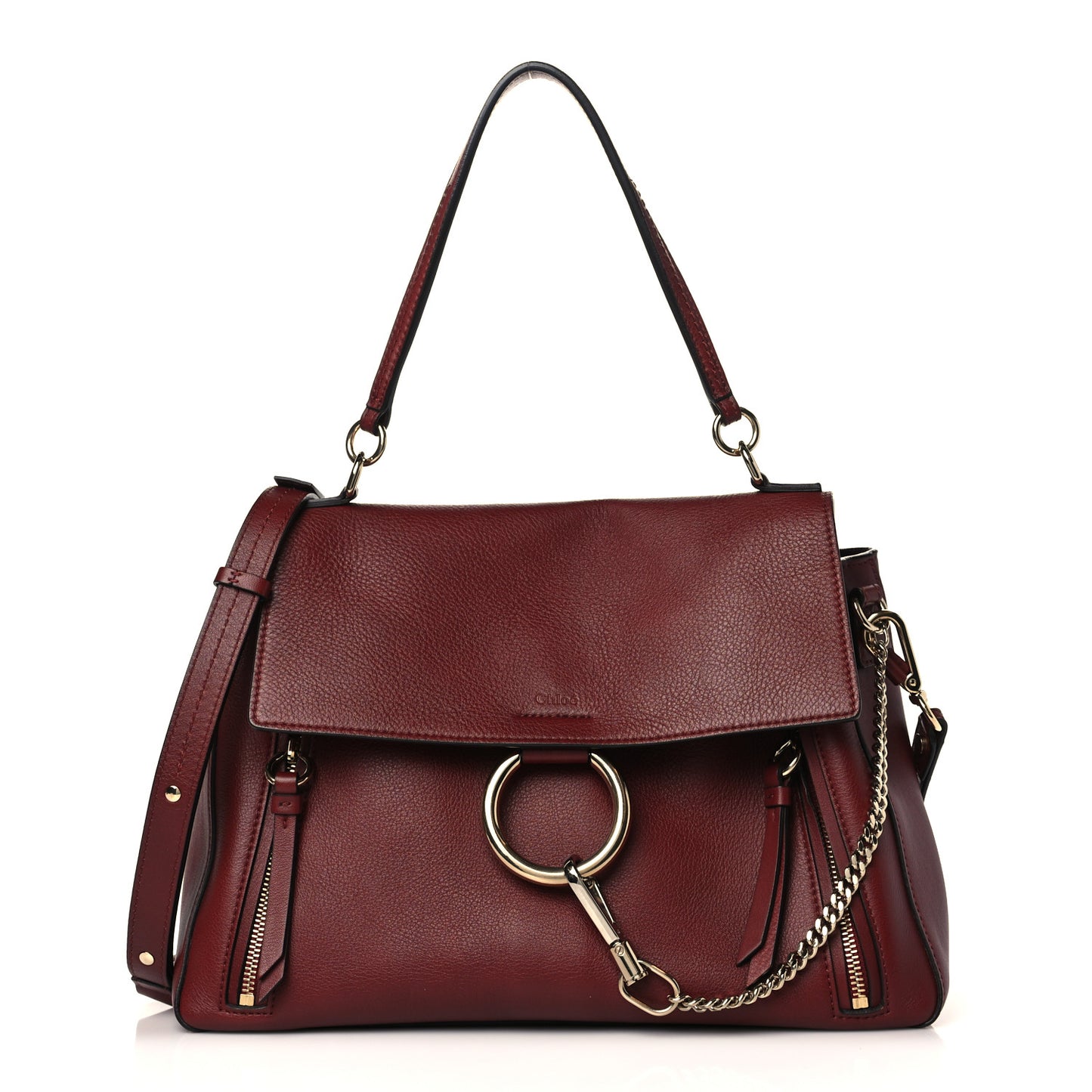 Calfskin Medium Faye Shoulder Bag Sienna Red