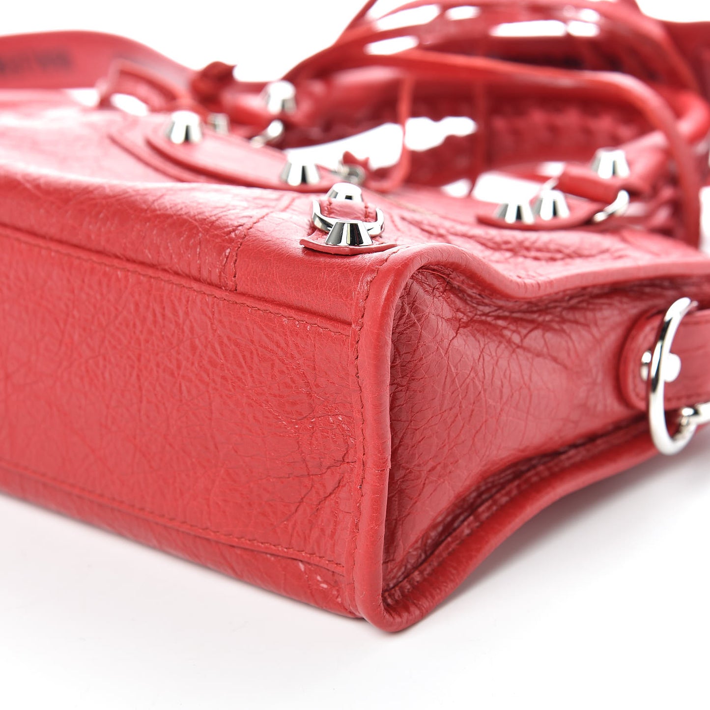 Agneau Classic Silver Hardware Mini City Logo Strap Red Black