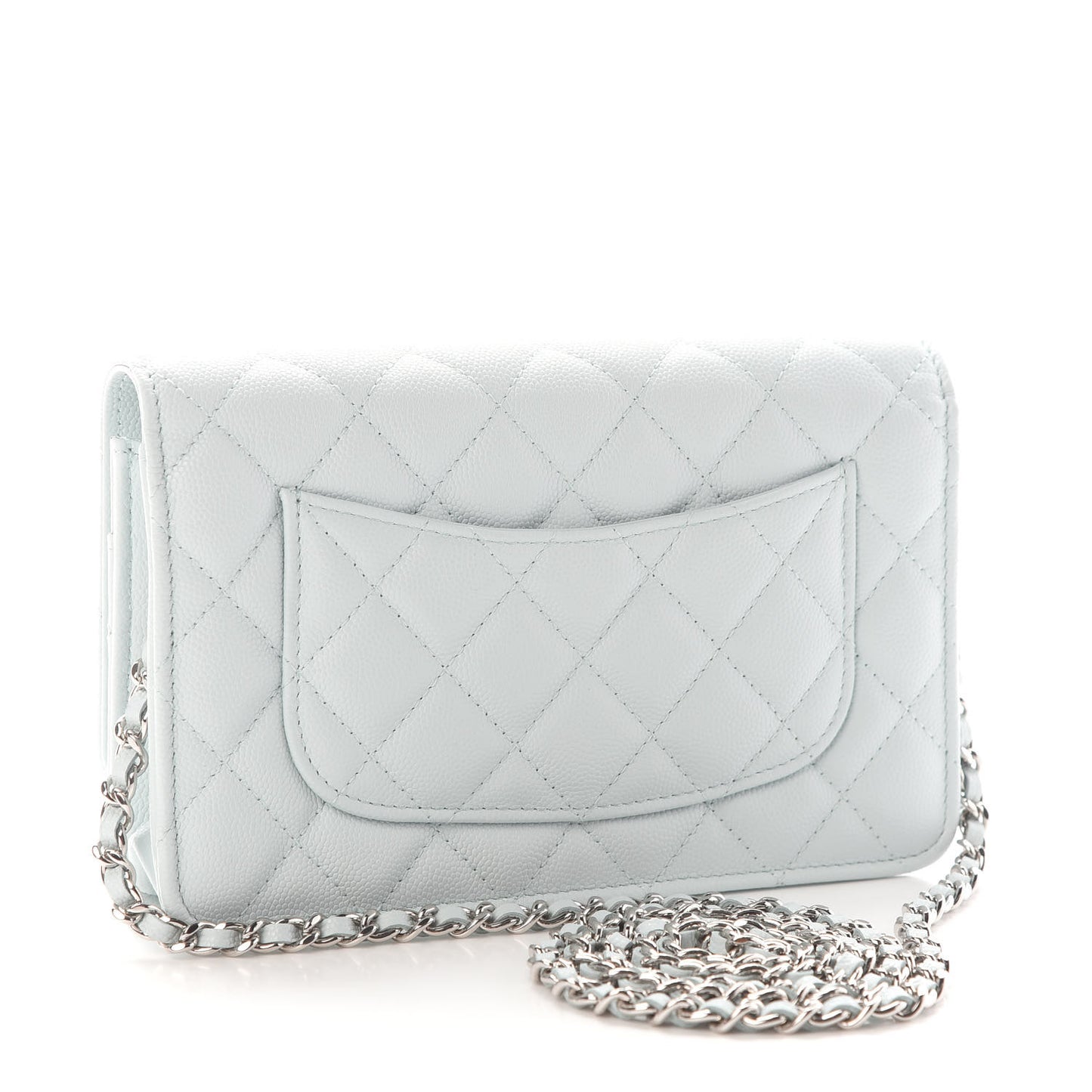 Caviar Quilted Wallet On Chain WOC Light Blue