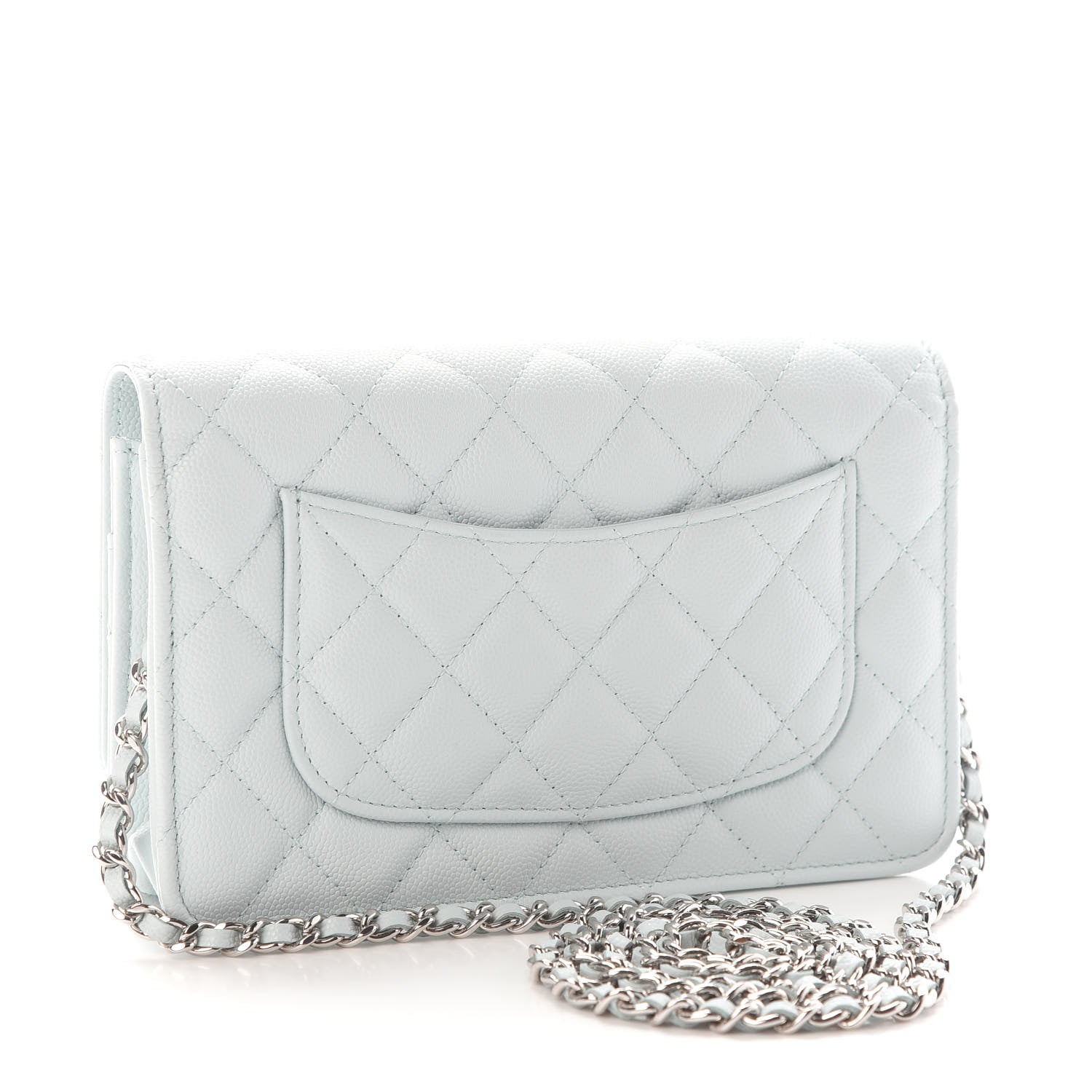 Chanel Caviar Quilted Wallet On Chain WOC Light Blue 2 of 9
