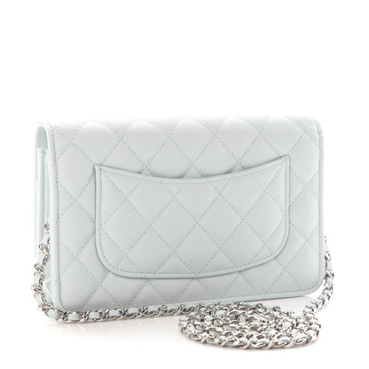 Chanel Caviar Quilted Wallet On Chain WOC Light Blue 2 of 9