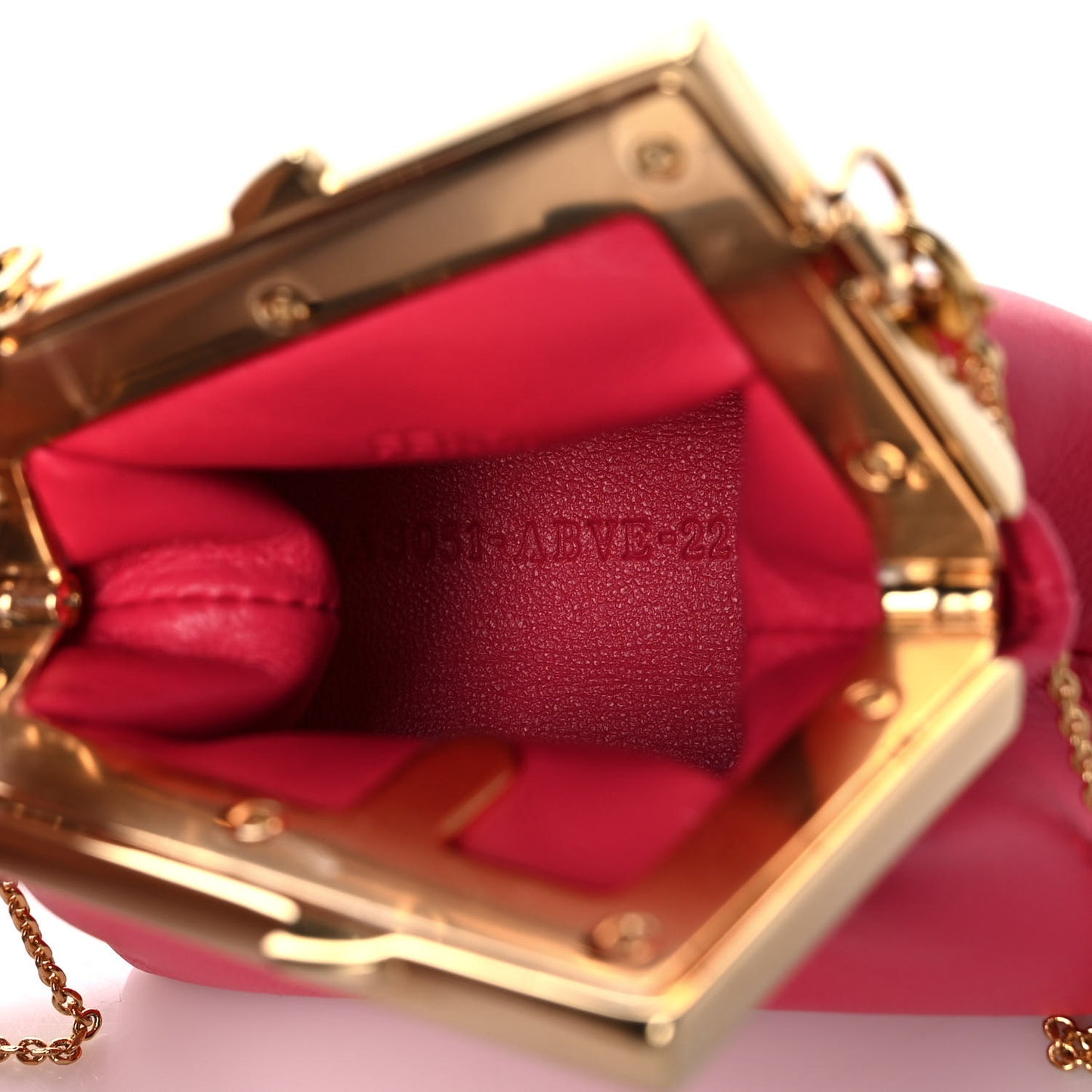 Shiny Nappa Nano Fendi First Bag Charm Lampone