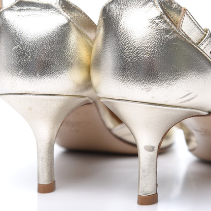 Valentino Garavani Metallic Nappa Rockstud Cross Strap D'Orsay 55mm Pumps 40 Platino 7 of 13