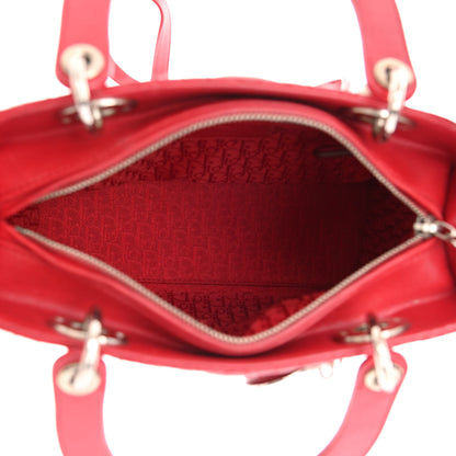 Christian Dior Lambskin Cannage Medium Lady Dior Red 5 of 10