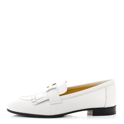 Hermes Calfskin Womens Royal Loafers 35.5 White 1 of 10