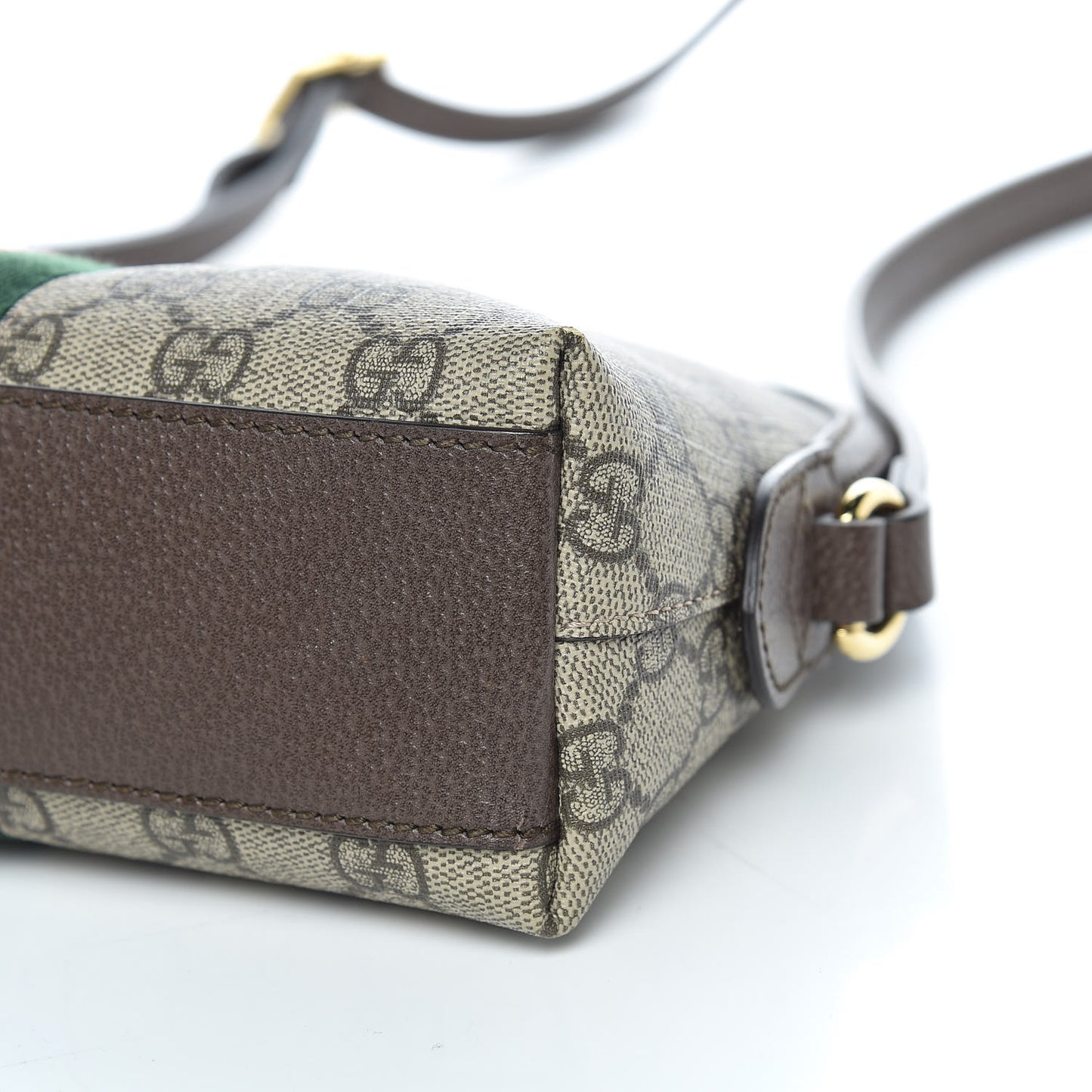 GG Supreme Monogram Textured Dollar Calfskin Web Small Ophidia Dome Shoulder Bag Beige Ebony New Acero