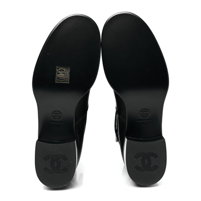 Chanel Calfskin Quilted CC Boots 39.5 Black 5 of 7