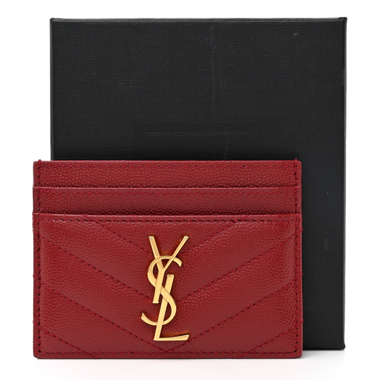 Grain De Poudre Matelasse Chevron Monogram Credit Card Case Opyum Red