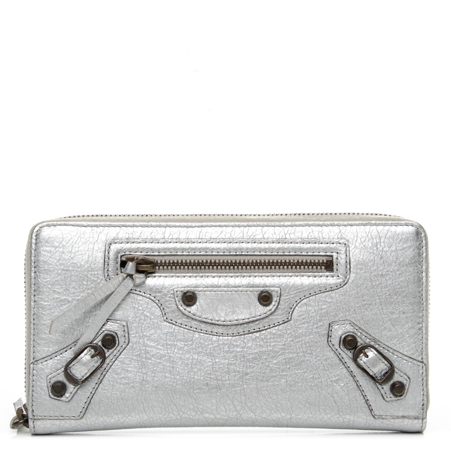 Balenciaga Agneau Classic Hardware Continental Zip Around Wallet Gris Aluminum 1 of 7