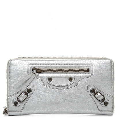 Balenciaga Agneau Classic Hardware Continental Zip Around Wallet Gris Aluminum 1 of 7