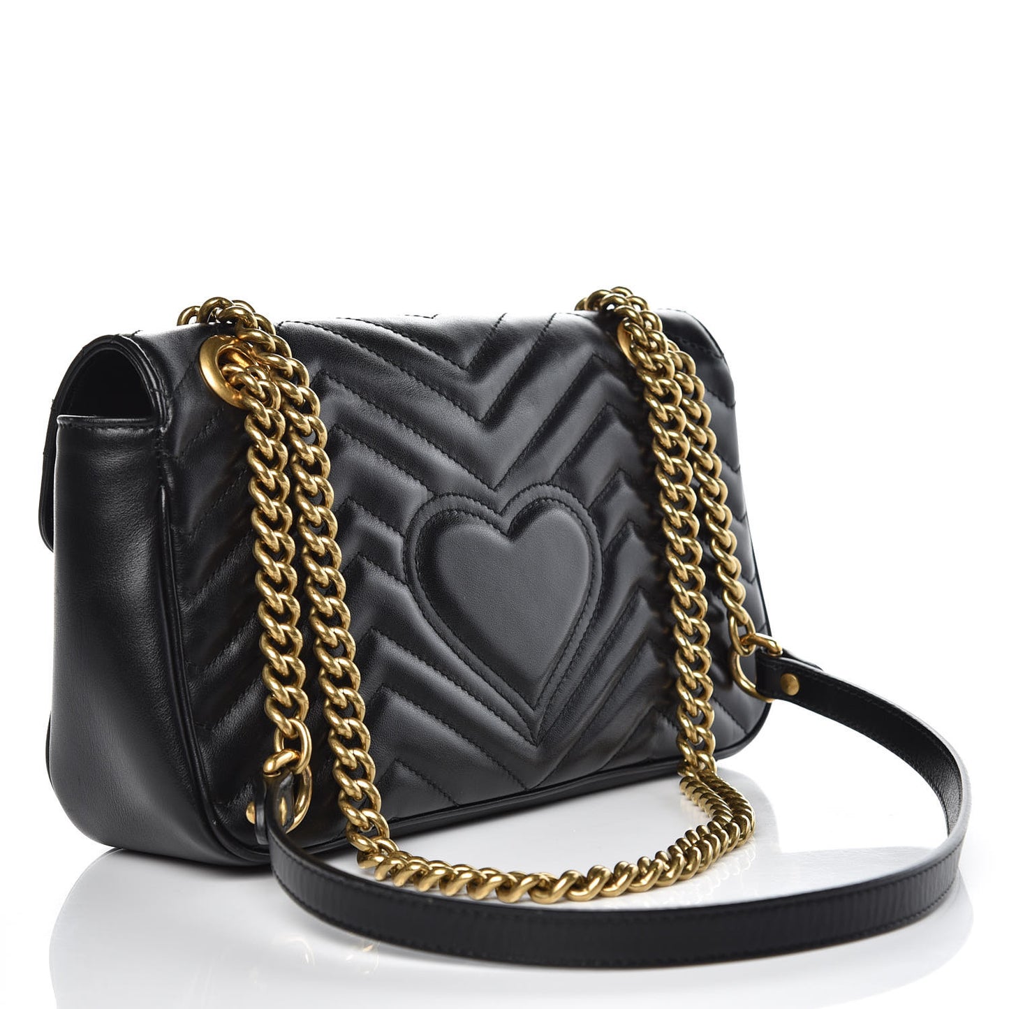 Calfskin Matelasse Small GG Marmont Shoulder Bag Black