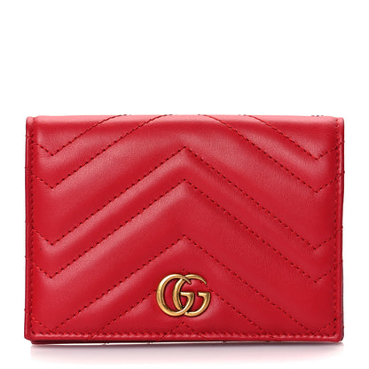 Gucci Calfskin Matelasse GG Marmont Passport Case Hibiscus Red 1 of 9