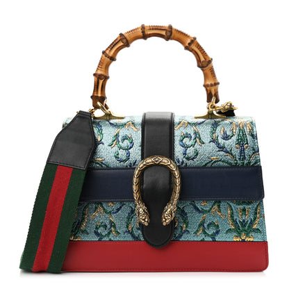 Gucci Iridescent Brocade Bamboo Web Tokyo Print Medium Dionysus Top Handle Bag Multicolor Blue Agata Hibiscus Red 1 of 10