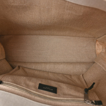 Saint Laurent Linen Calfskin Rive Gauche Tote Optic White 5 of 8