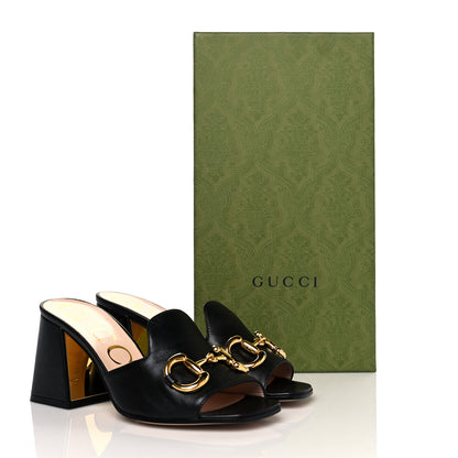 Gucci Nappa Horsebit 75mm Slide Sandals 35.5 Black 9 of 9