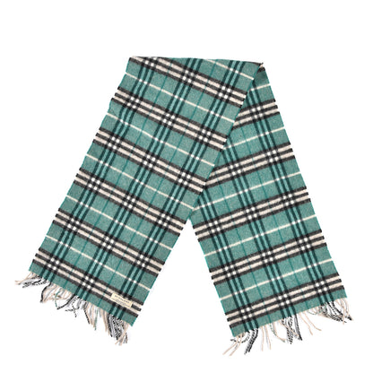 Burberry Lambswool Vintage Check Fringe Scarf Green 2 of 4
