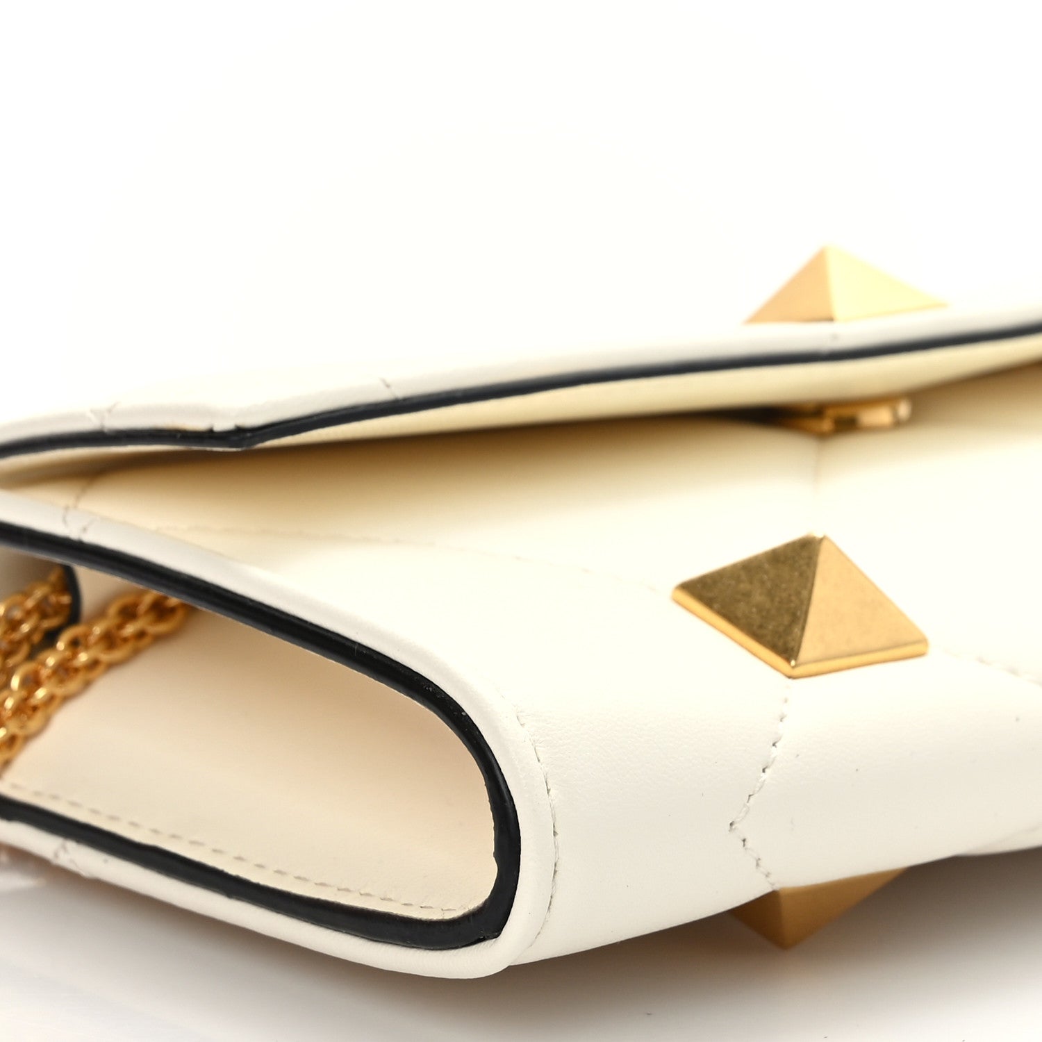 Valentino Garavani Nappa Roman Stud Wallet On Chain Ivory 6 of 7