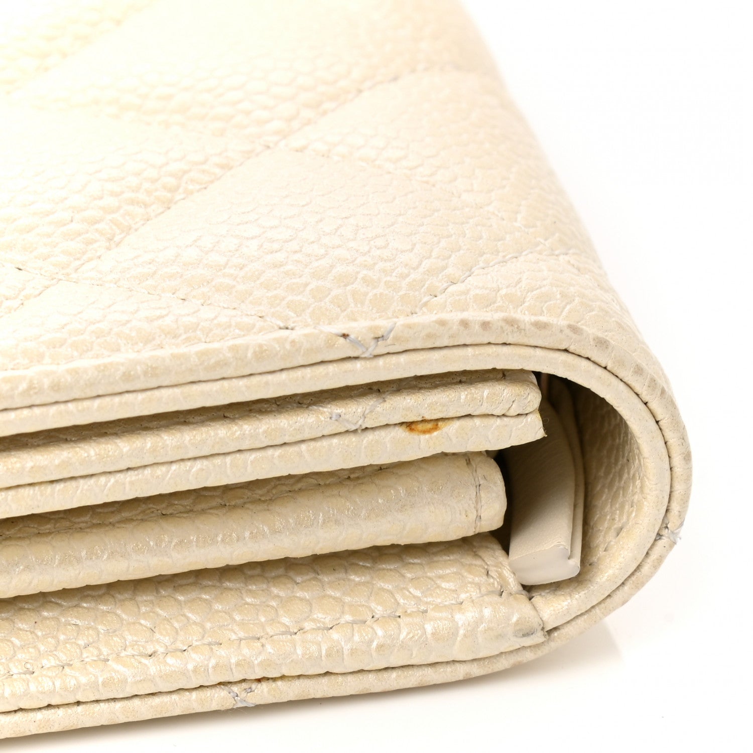 Chanel Pearly Caviar Quilted Large Gusset Flap Wallet Ivory 11 of 12