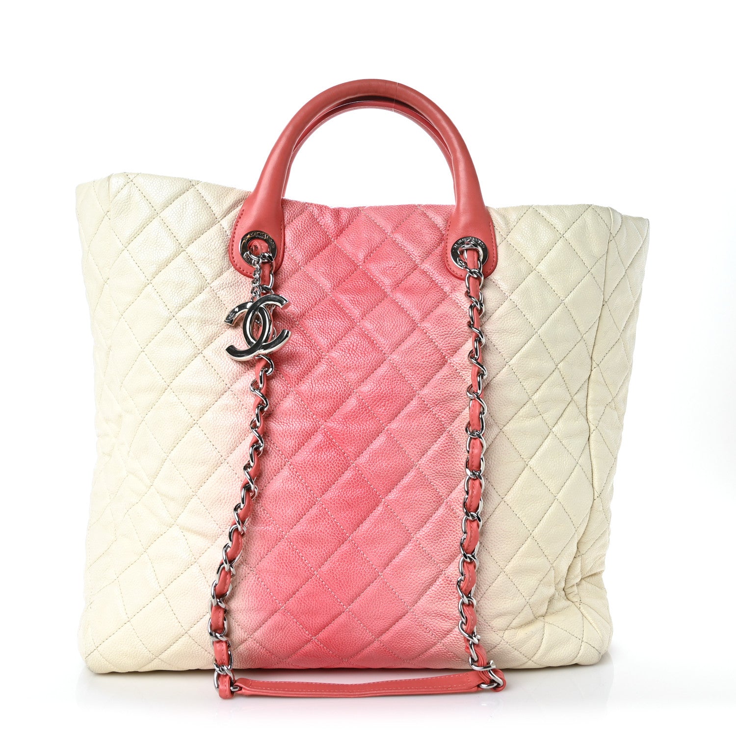 Chanel Caviar Ombre Large Shopping Tote White Rose 1 of 21