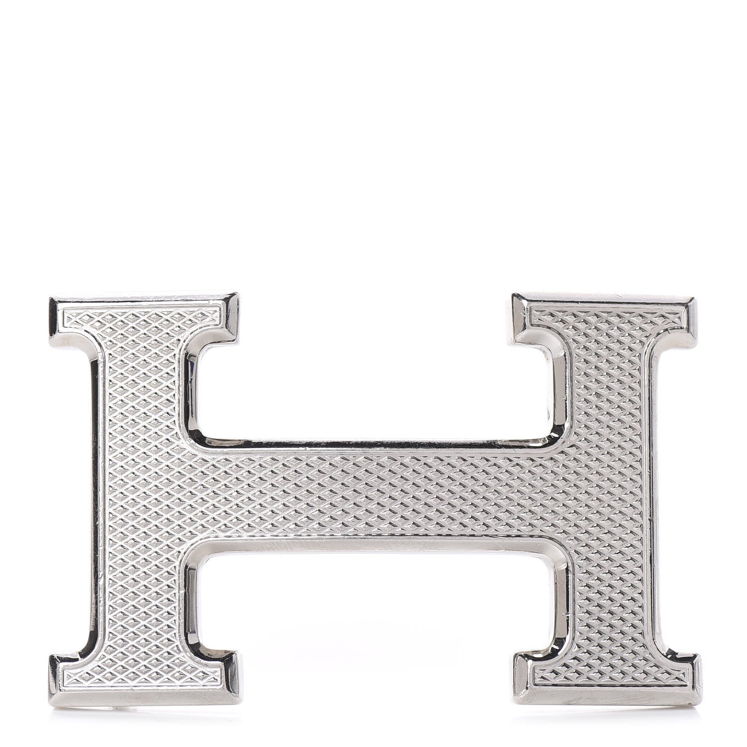 Hermes Palladium Guilloche 32mm H Belt Buckle 1 of 4
