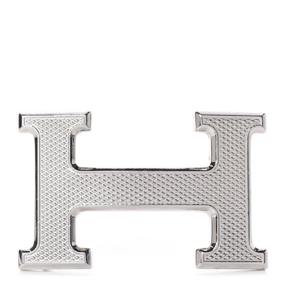Hermes Palladium Guilloche 32mm H Belt Buckle 1 of 4