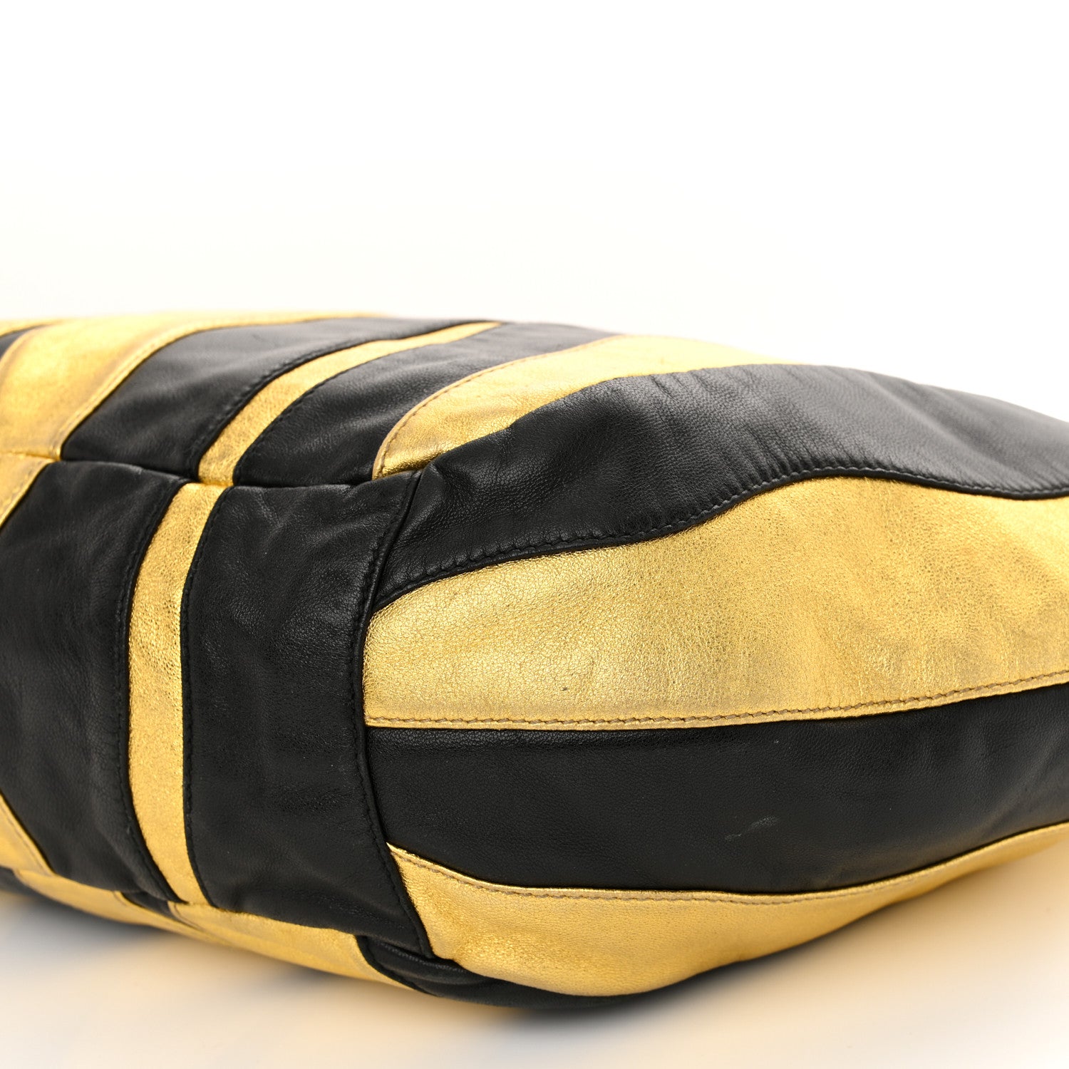 Prada Nappa Mordore Stripes Shoulder Bag Black Oro 10 of 11