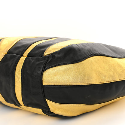 Prada Nappa Mordore Stripes Shoulder Bag Black Oro 10 of 11