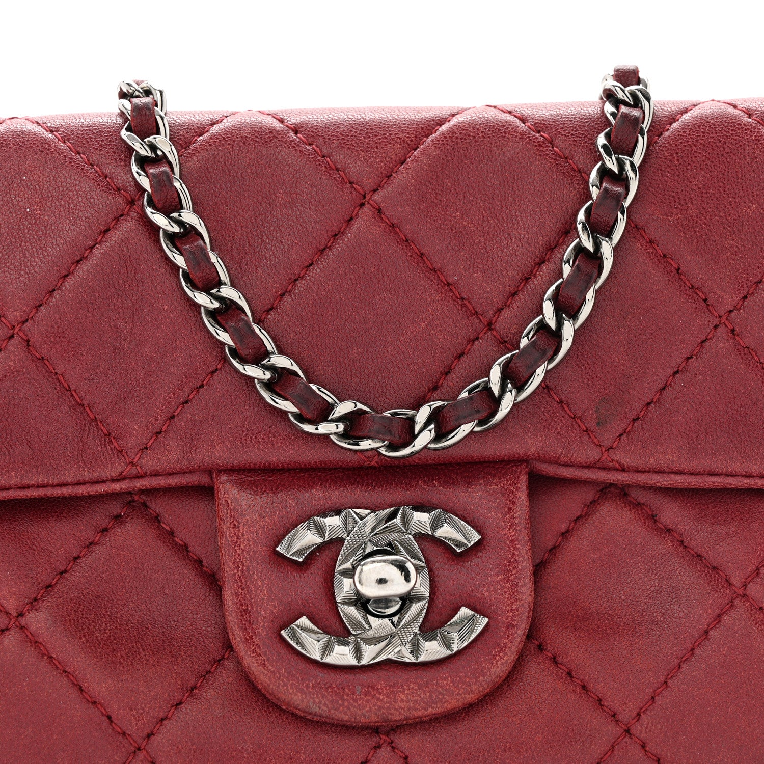 Chanel Lambskin Quilted Mini Mineral Nights Flap Crossbody Bag Dark Red 8 of 12